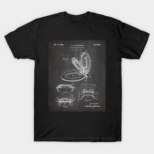 Toilet Seat Patent - Bathroom Art - Black Chalkboard T-Shirt